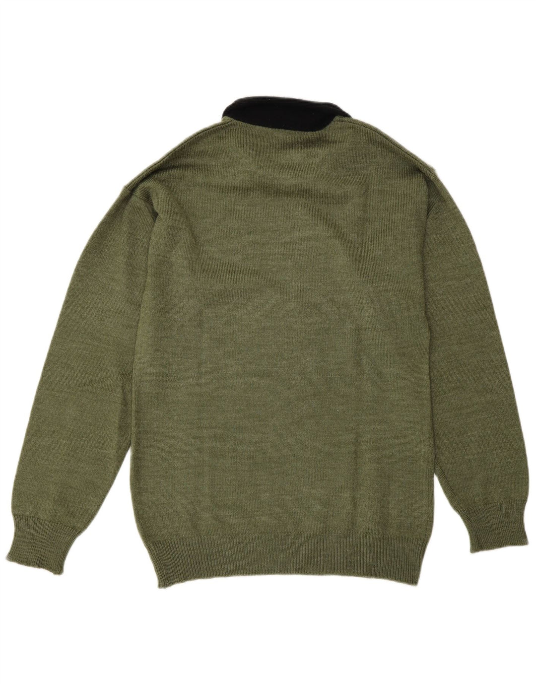 Vintage herre polo hals sweater mellemgrøn farveblok