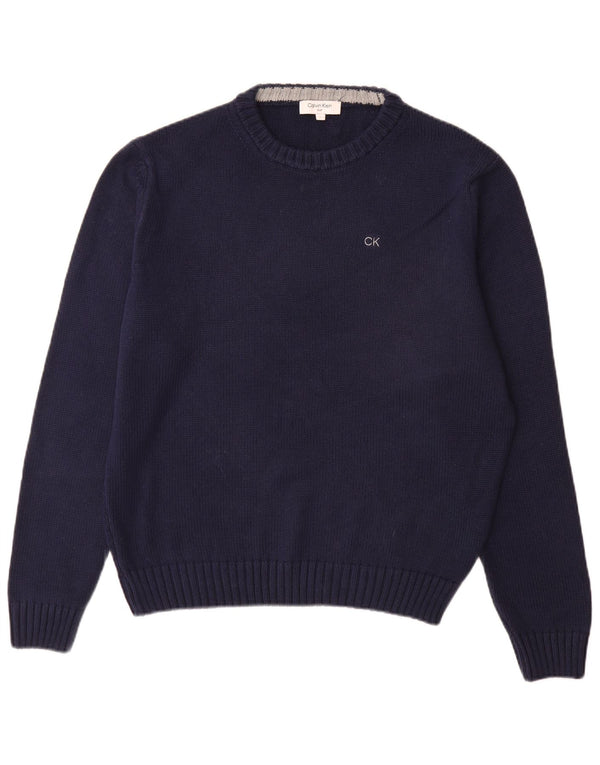 Calvin Klein Mens Golf Crew Neck Jumper Sweater Large Navy Blue Cotton