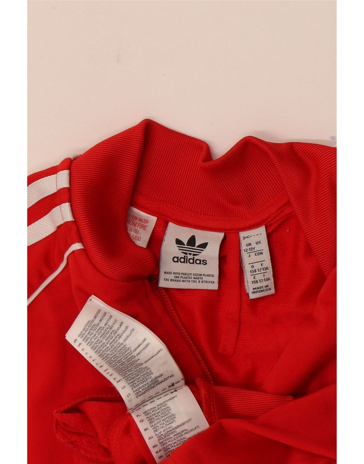 Giacca top della tuta da ragazzo ADIDAS 12-13 anni, taglia grande, rossa, in poliestere
