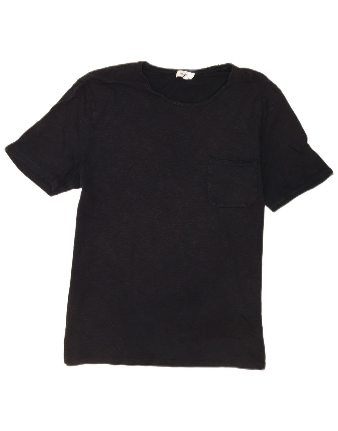 Reiss Mens T-Shirt Top Large Black Flecked Cotton