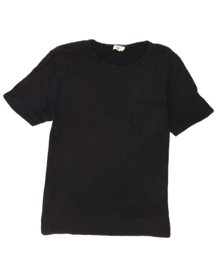 Reiss Mens T-Shirt Top Large Black Flecked Cotton