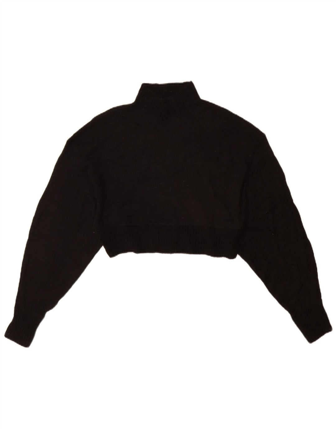 Zara Womens Crop Turtle Neck Jumper Sweater UK 10 Small Black