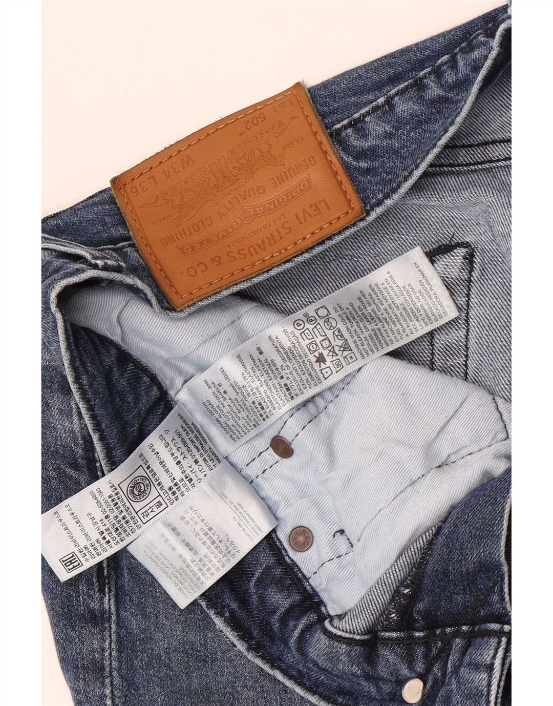 Levi's Mens 502 Tapered Jeans W34 L36 Blue Cotton
