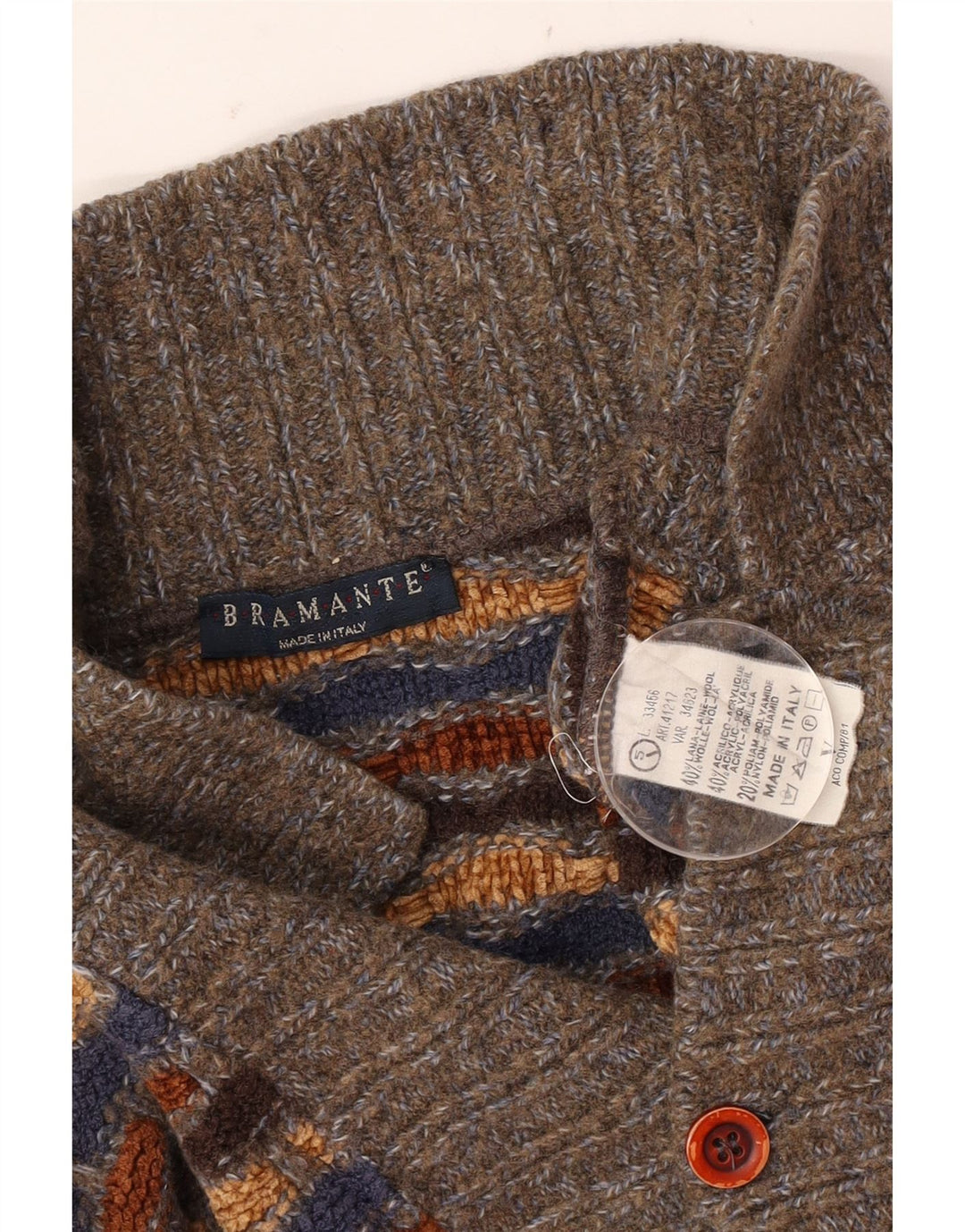 Bramante Mens Polo Neck Jumper Sweater Large Multicoloured Geometric Wool