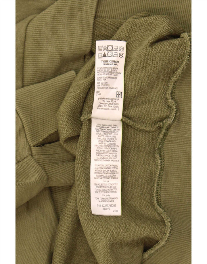 Marks & Spencer Womens Sweatshirt Jumper UK 16 Large Khaki Cotton