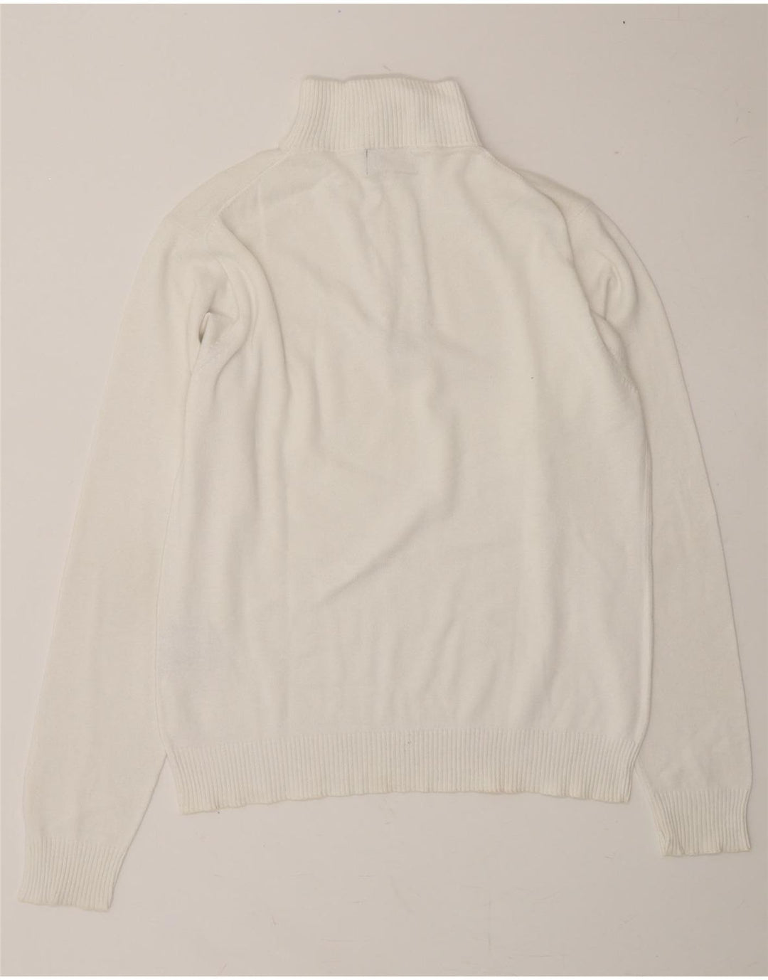 KAPPA Mens Zip Neck Jumper Sweater Small White Cotton Vintage Kappa and Second-Hand Kappa from Messina Hembry 