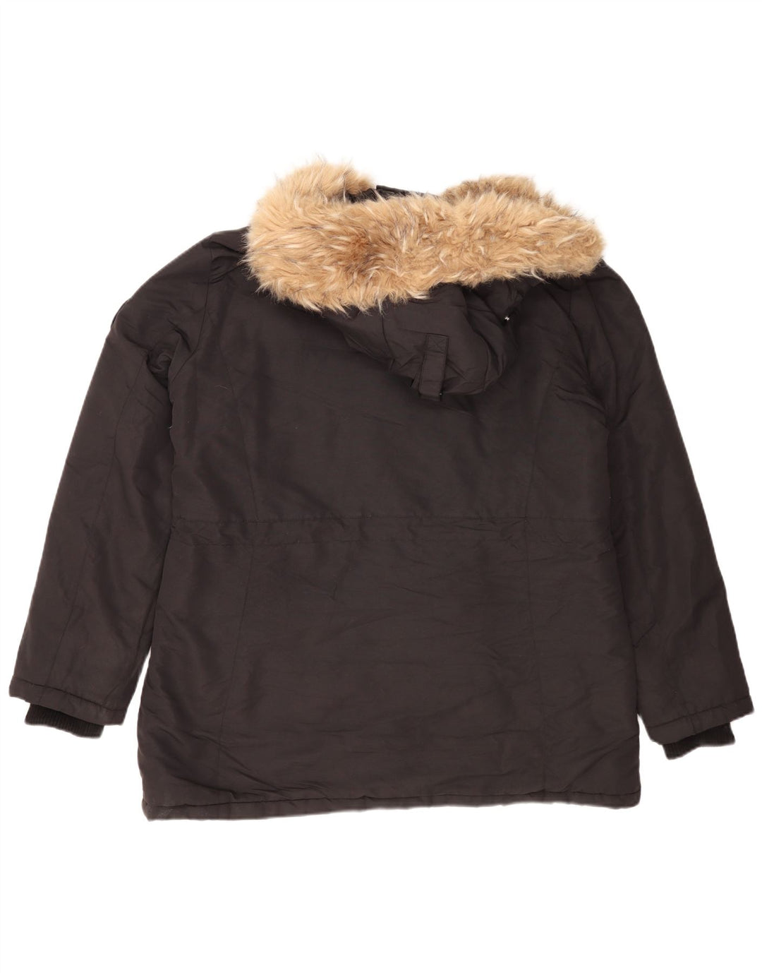 Superdry Womens Hooded Oversized Parka Jacket UK 16 Large Black Nylon