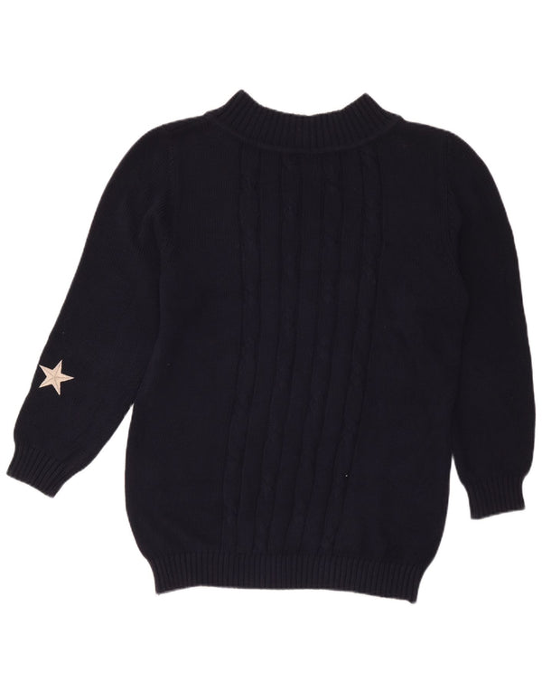 Iceberg Womens Turtle Neck Jumper Sweater IT 42 Medium Navy Blue Cotton