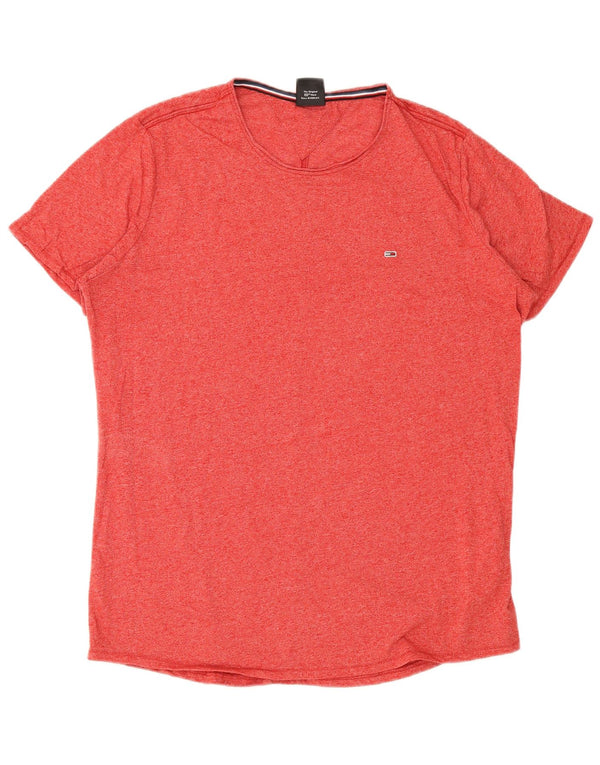 Tommy Hilfiger Mens T-Shirt Top 2XL Red Flecked Cotton