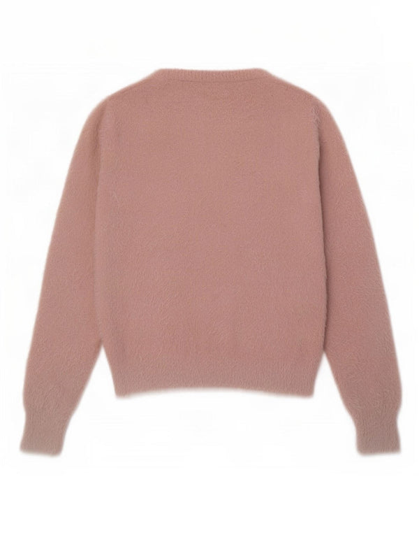 Guess Womens Crop Boat Neck Jumper πουλόβερ UK 12 Medium Pink