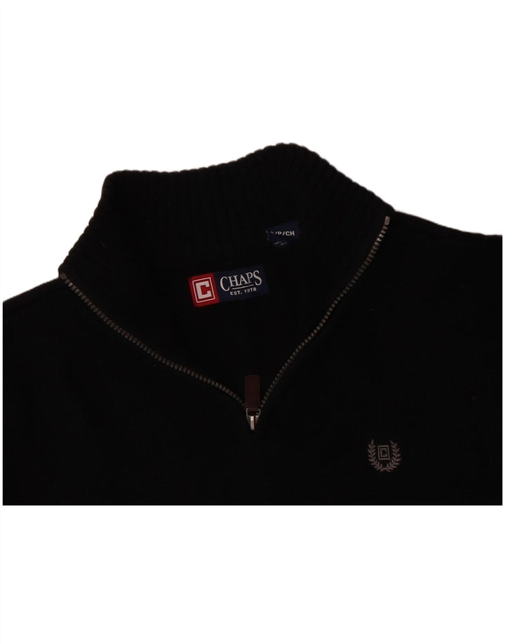 CHAPS Mens Zip Neck Jumper Sweater Small Black Cotton