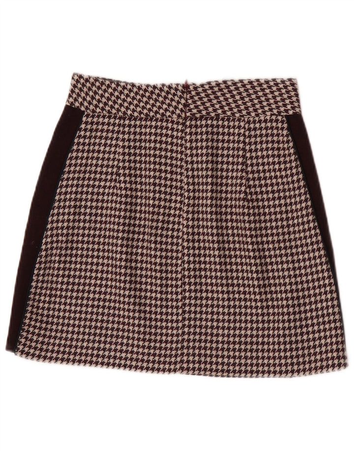 Zara Womens Mini Skirt XS W24  Burgundy Houndstooth
