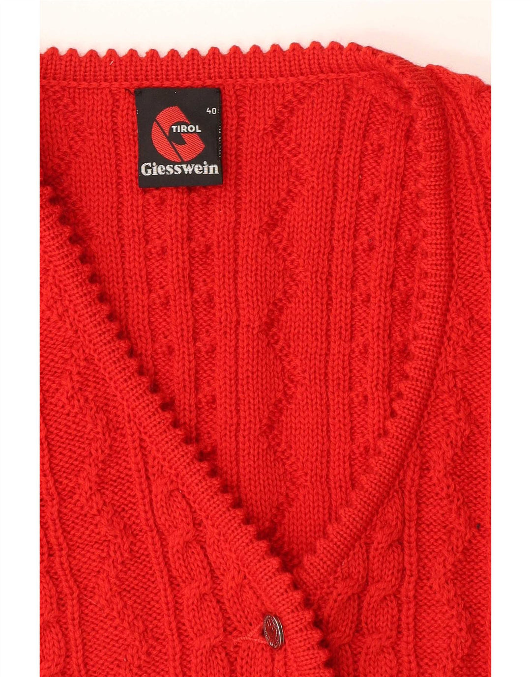 Giesswein Womens Crop Sleeveless Cardigan Sweater EU 40 Medium Red Wool