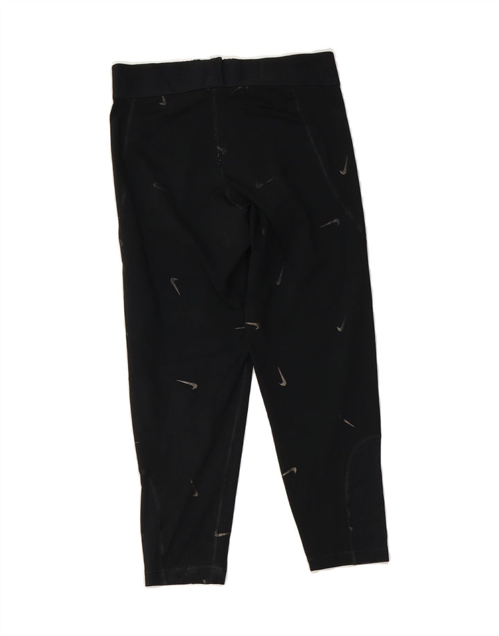 NIKE Womens Graphic Capri Leggings UK 14 Large  Black Polyester Vintage Nike and Second-Hand Nike from Messina Hembry 
