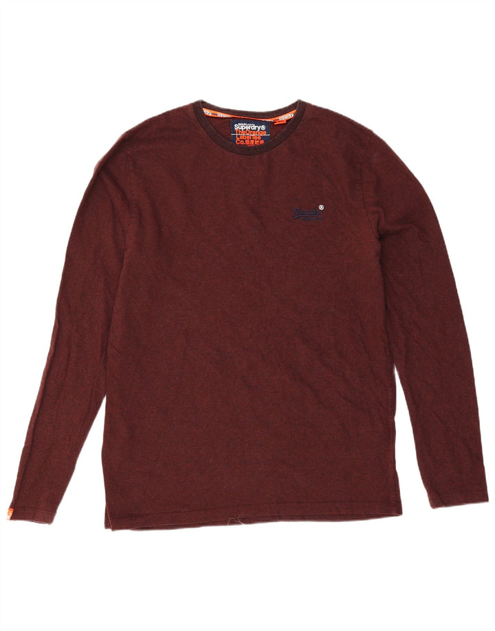 Superdry Mens Top Long Sleeve Large Burgundy Cotton