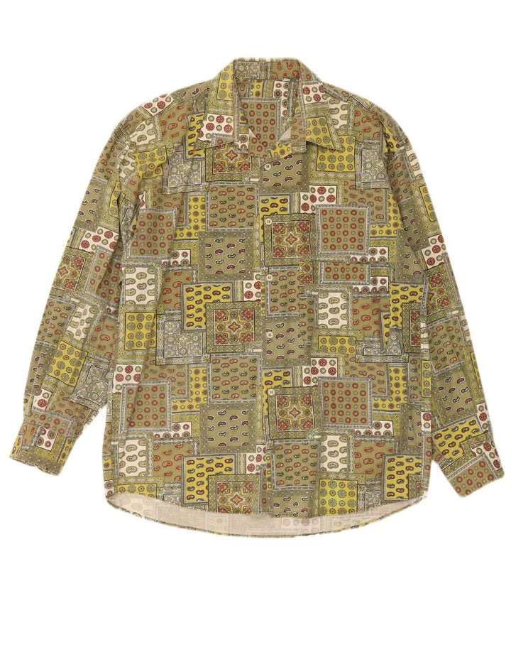 VINTAGE Mens Shirt XL Green Patchwork Cotton Vintage Vintage and Second-Hand Vintage from Messina Hembry 