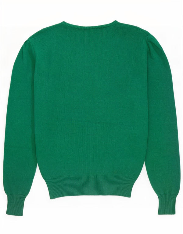 Benetton Damen-Pullover mit U-Boot-Ausschnitt IT 48 XL Grüne Schurwolle