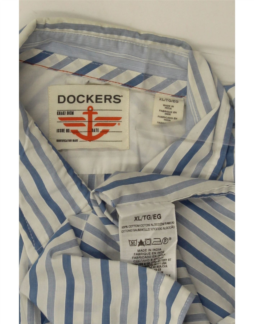Dockers Mens Shirt XL Blue Pinstripe Cotton