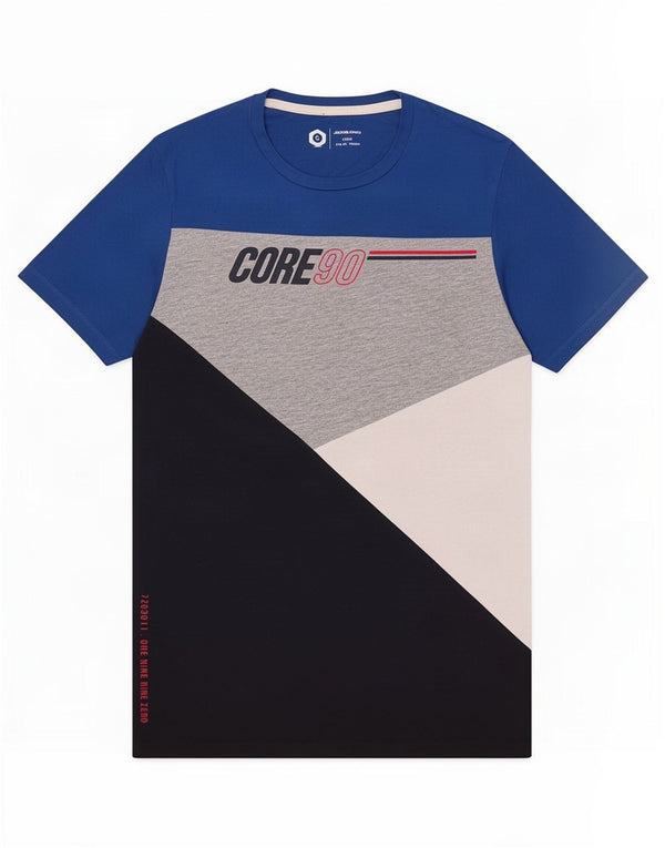 Jack & Jones - T-shirt grafica da uomo Core, piccola, in cotone color block blu