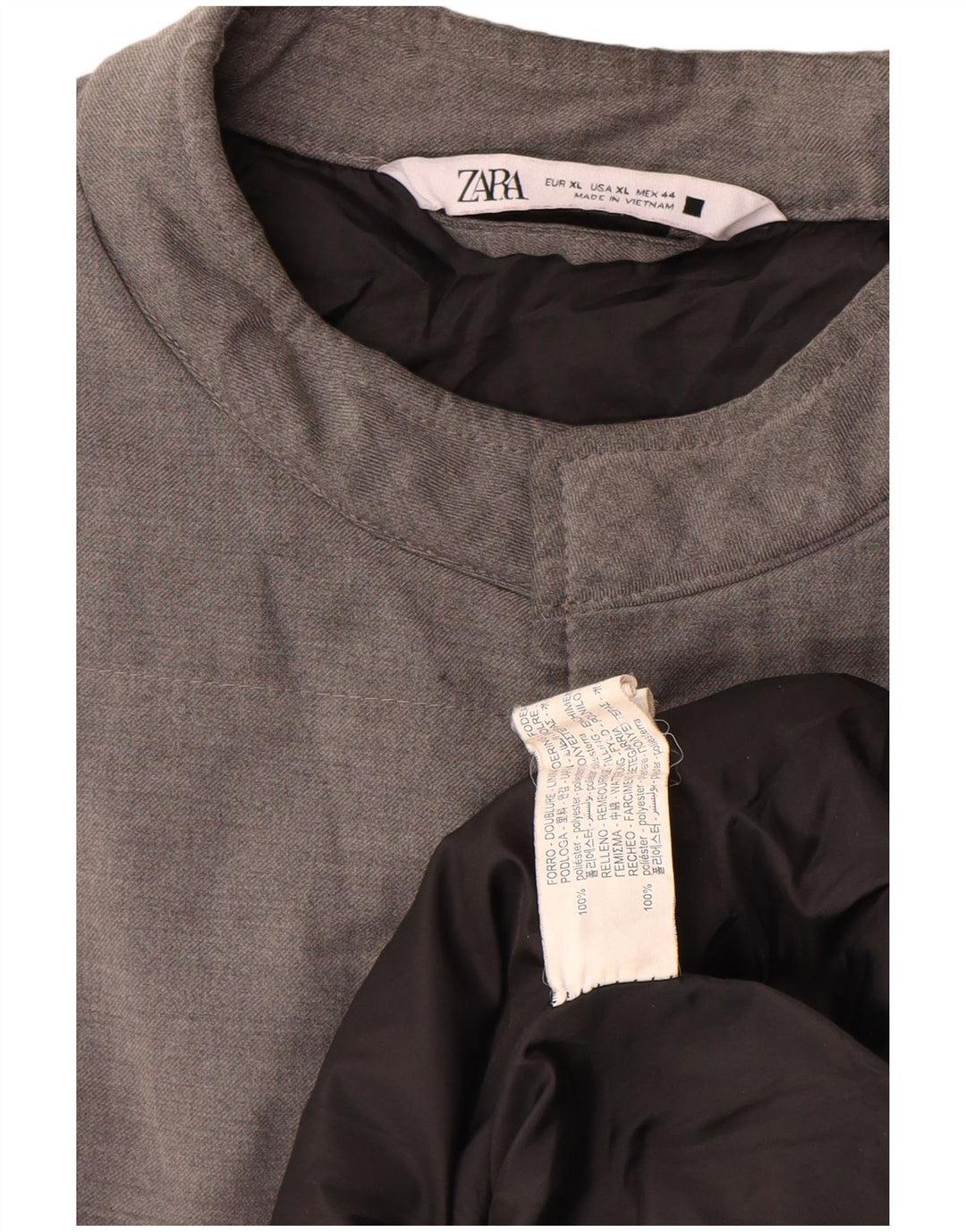 Zara Mens Padded Gilet UK 42 XL Grey Polyester