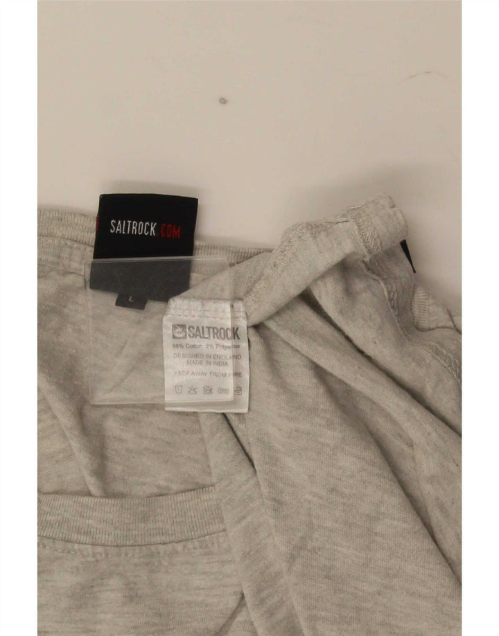 Saltrock Mens Graphic T-Shirt Top Large Grey Cotton