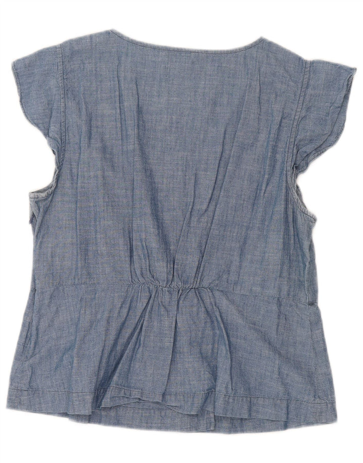 Женская блузка J. CREW Top UK 14, большой синий хлопок