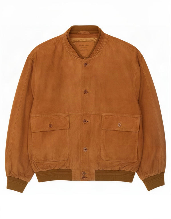 Jaqueta bomber masculina vintage de camurça IT 58 4XL couro marrom