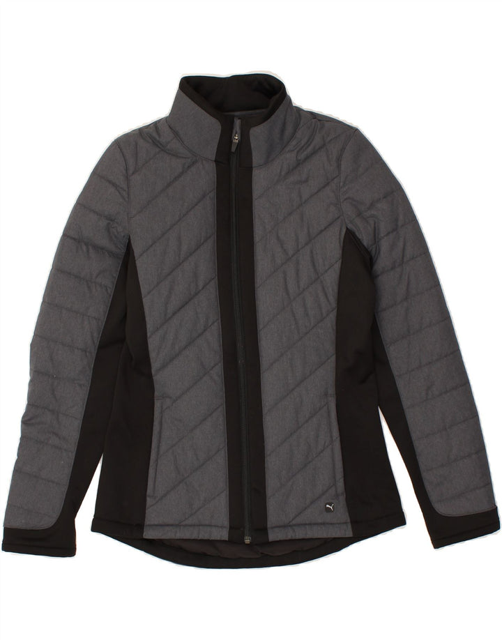 PUMA Womens Padded Jacket UK 10 Small Grey Colourblock | Vintage Puma | Thrift | Second-Hand Puma | Used Clothing | Messina Hembry 