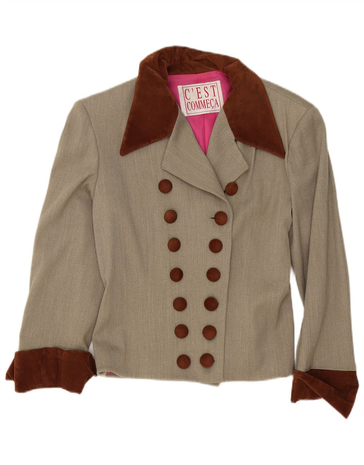 C'EST COMMECA Chaqueta tipo blazer para mujer UK 40 Gris medio Colorblock