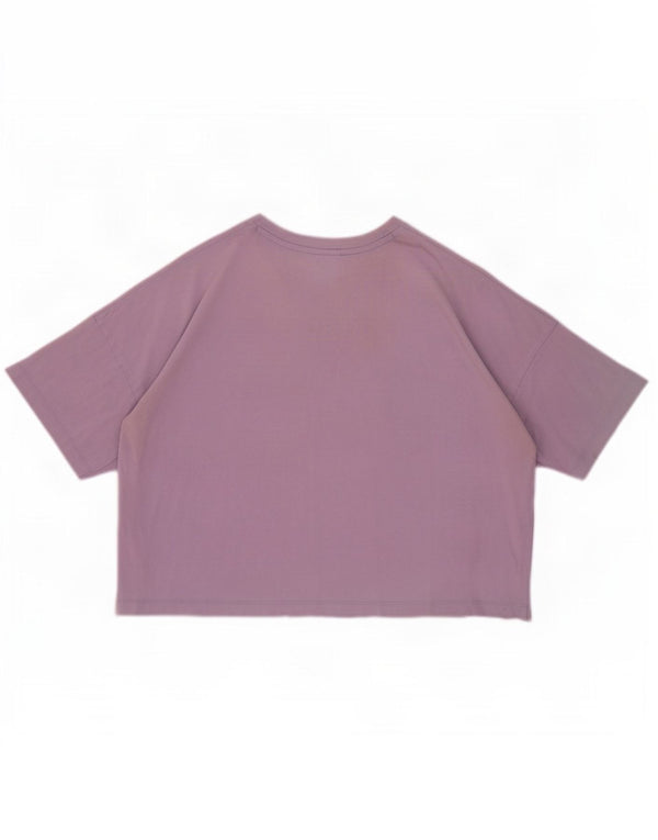 Champion Womens Crop Oversized T-Shirt Top UK 16 Large Purple Cotton