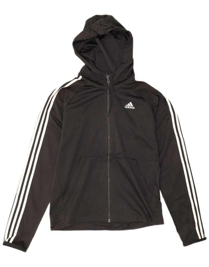 Adidas Mens Zip Hoodie Sweater Medium Black Polyester