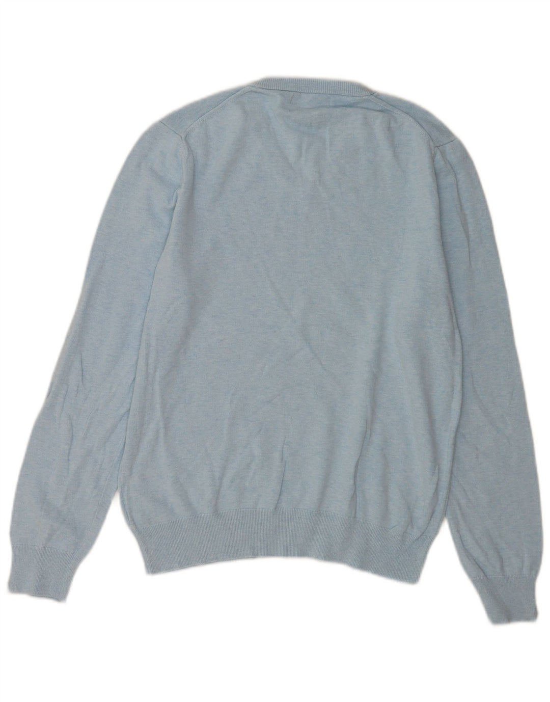 Marks & Spencer Mens V-Neck Jumper Sweater Medium Blue Cotton
