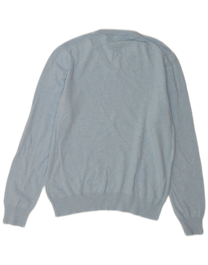 Marks & Spencer Mens V-Neck Jumper Sweater Medium Blue Cotton
