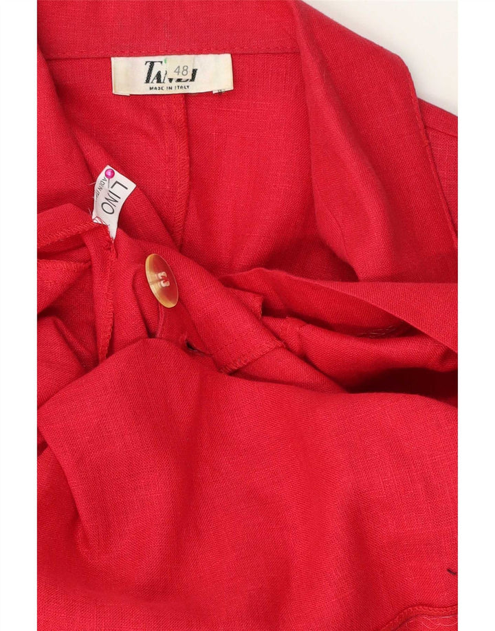vintage Femmes Manches Courtes Double Breasted Blazer Veste IT 48 XL Rouge