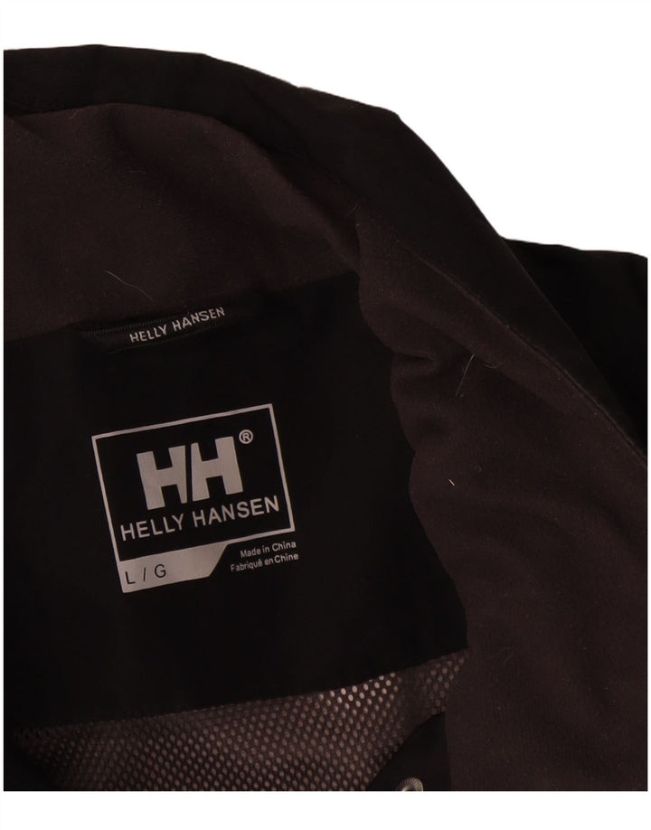 Helly Hansen Womens Graphic Rain Jacket UK 16 Large Black Polyester