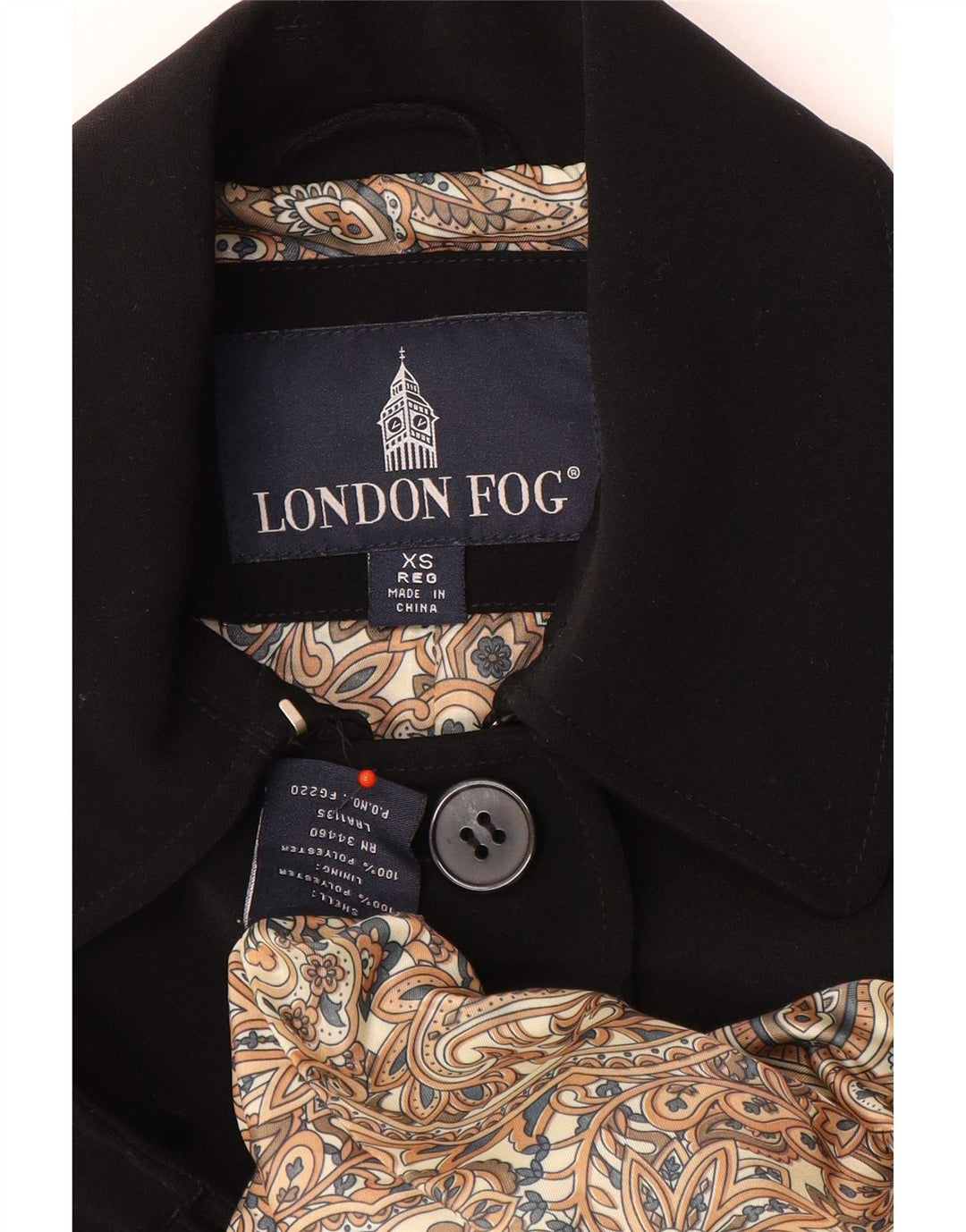 Damski płaszcz oversize London Fog UK 6 XS, czarny poliester