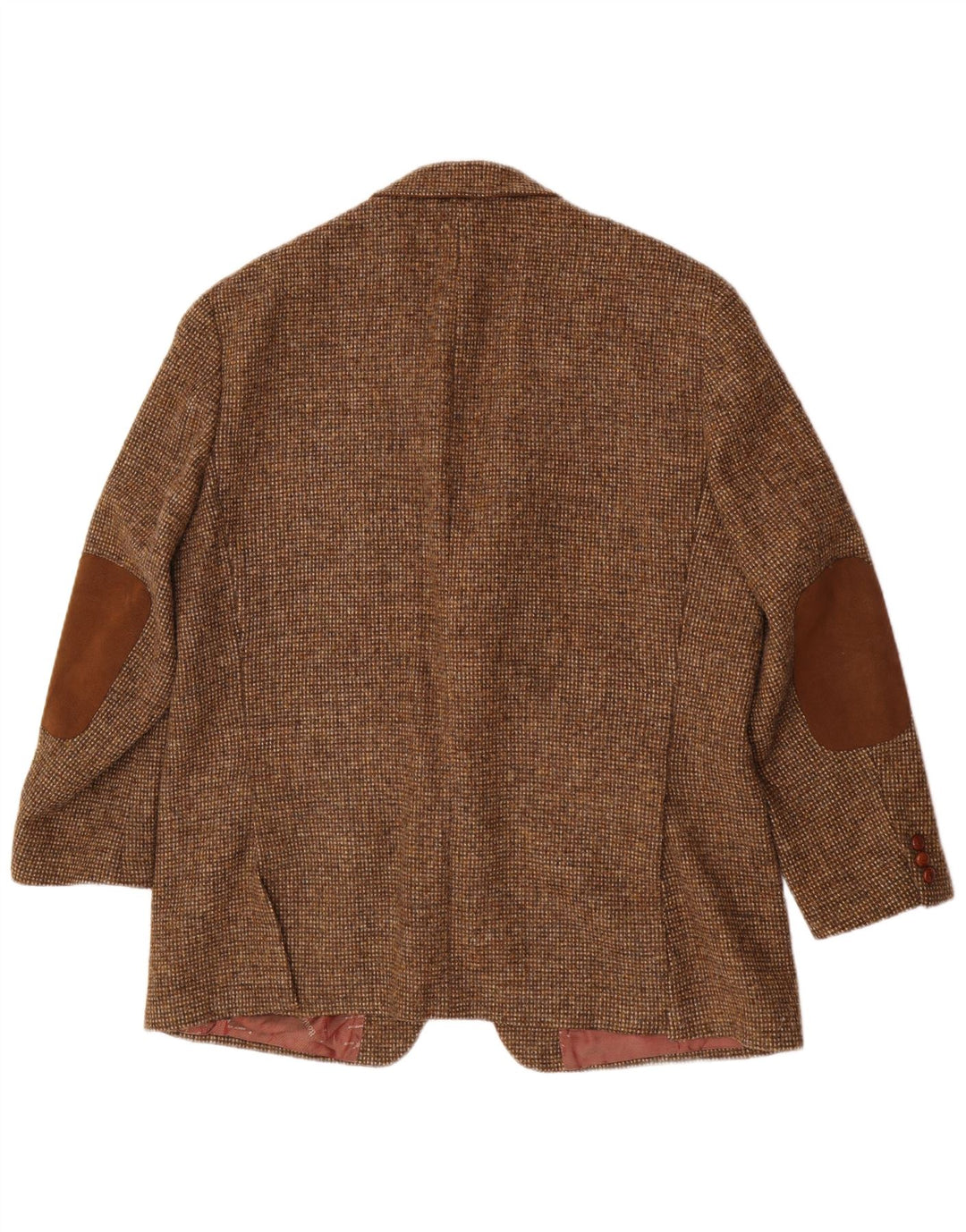Giacca blazer a 2 bottoni da uomo Harris Tweed UK 46 3XL Lana vergine marrone