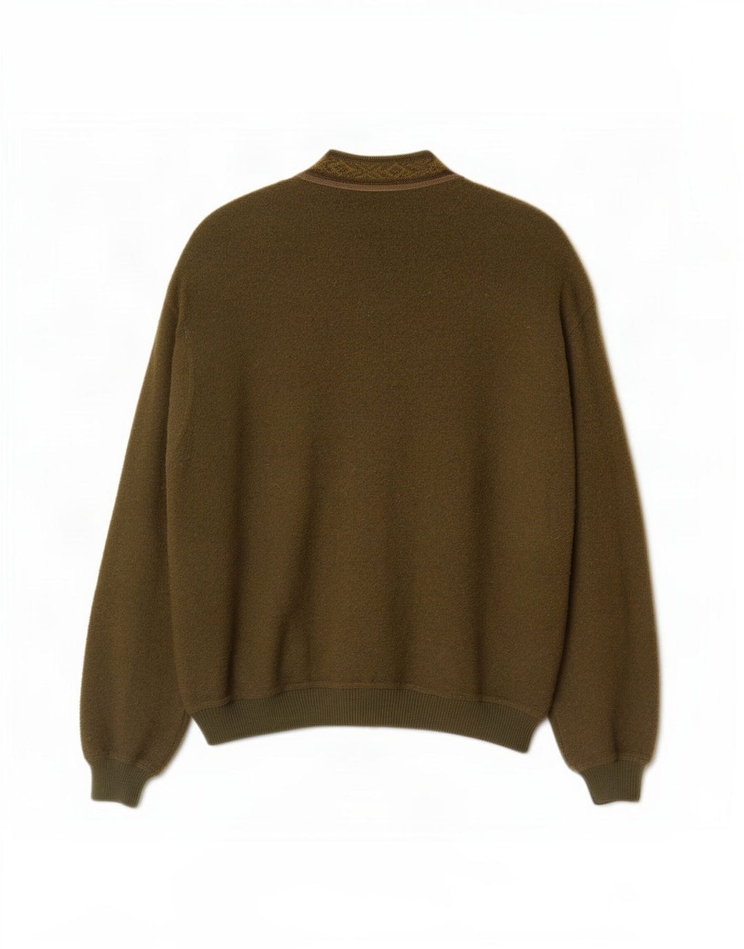 Maglione cardigan da uomo Malagrida grande lana kaki Fair Isle