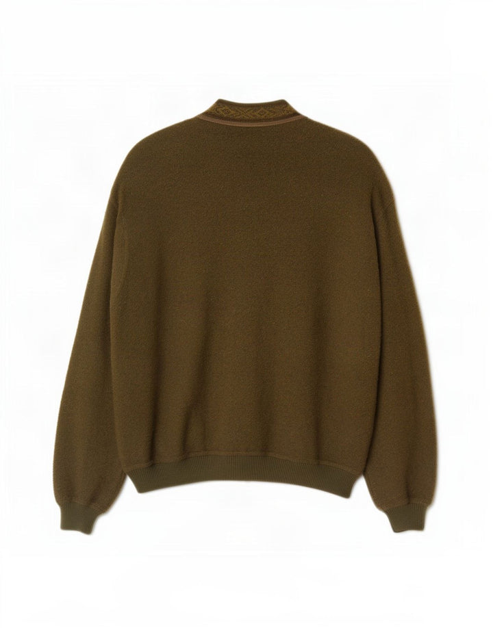 Maglione cardigan da uomo Malagrida grande lana kaki Fair Isle