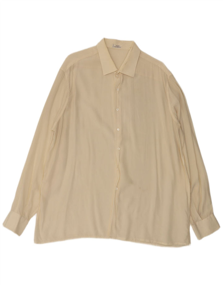 Fabio Inghirami Mens Shirt XL Off White Silk