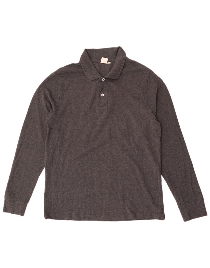 John Lewis Mens Long Sleeve Polo Shirt Medium Grey Cotton