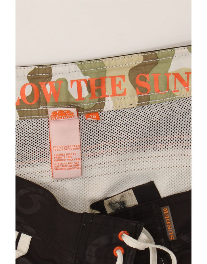Sundek Mens Swimming Shorts Large Khaki Camouflage Polyester