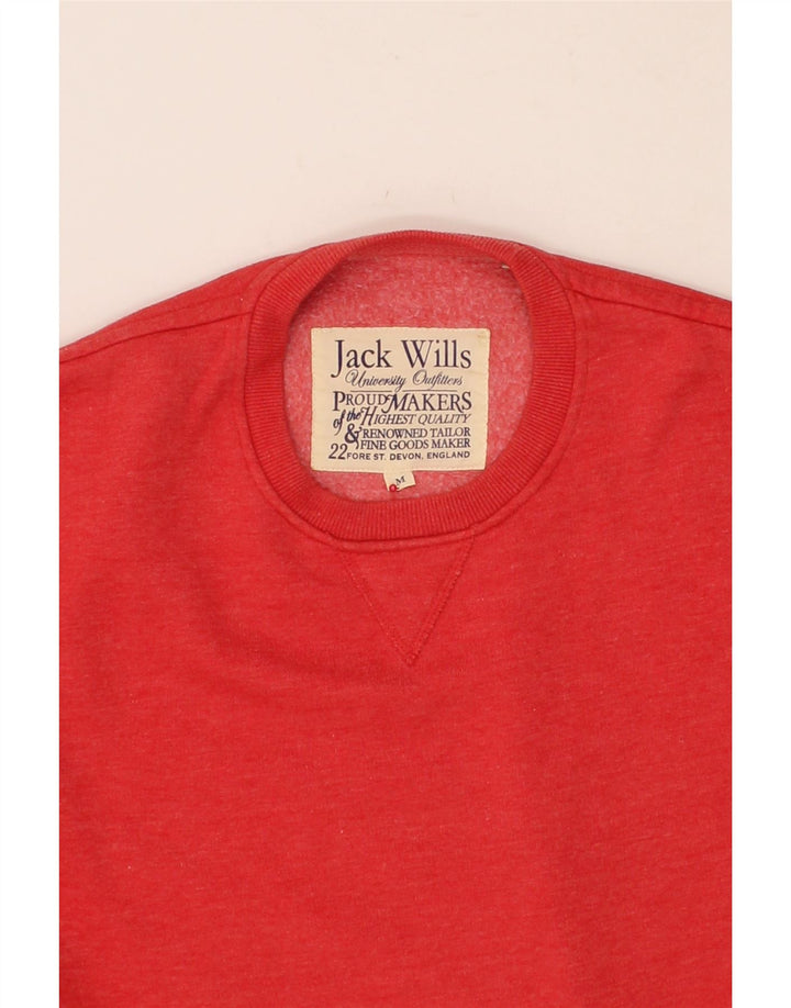 JACK WILLS Mens Graphic Sweatshirt Jumper Medium Red Cotton Vintage Jack Wills and Second-Hand Jack Wills from Messina Hembry 