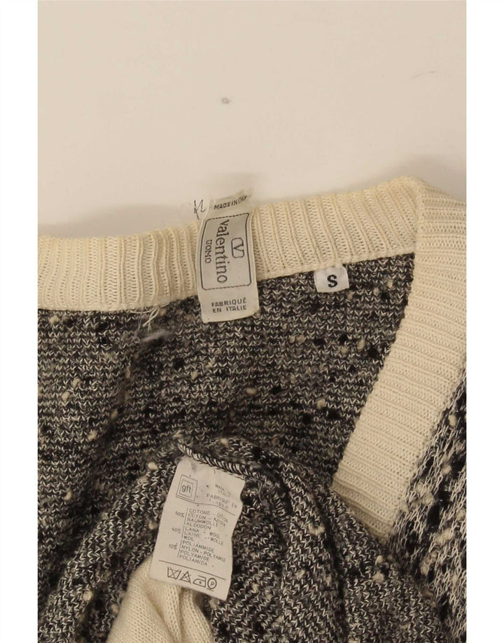 Valentino Mens Cardigan Sweater Small Grey Check Cotton