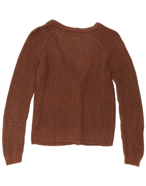 Zara Womens Cardigan Sweater UK 12 Medium Brown Cotton