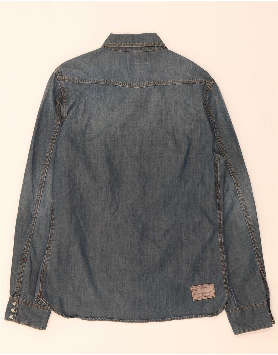 GAUDI Mens Denim Shirt Medium Blue Cotton
