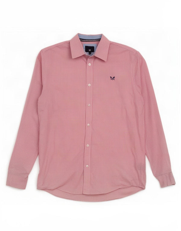 Crew Clothing Camicia da uomo dal taglio classico in cotone a quadretti rosa medio