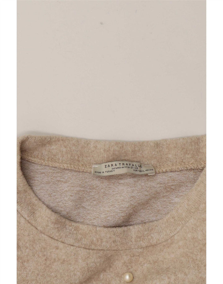 Zara Womens Oversized T-Shirt Top UK 16 Large Beige Spotted
