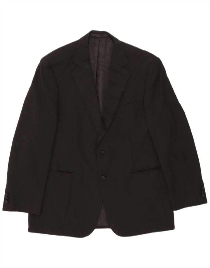 Marks & Spencer Mens 2 Button Blazer Jacket UK 42 Large Black Polyester