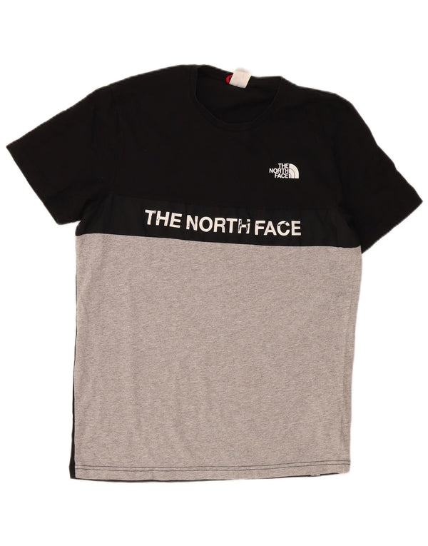 The North Face Herre grafisk T-shirt Top Medium Sort Colourblock Bomuld